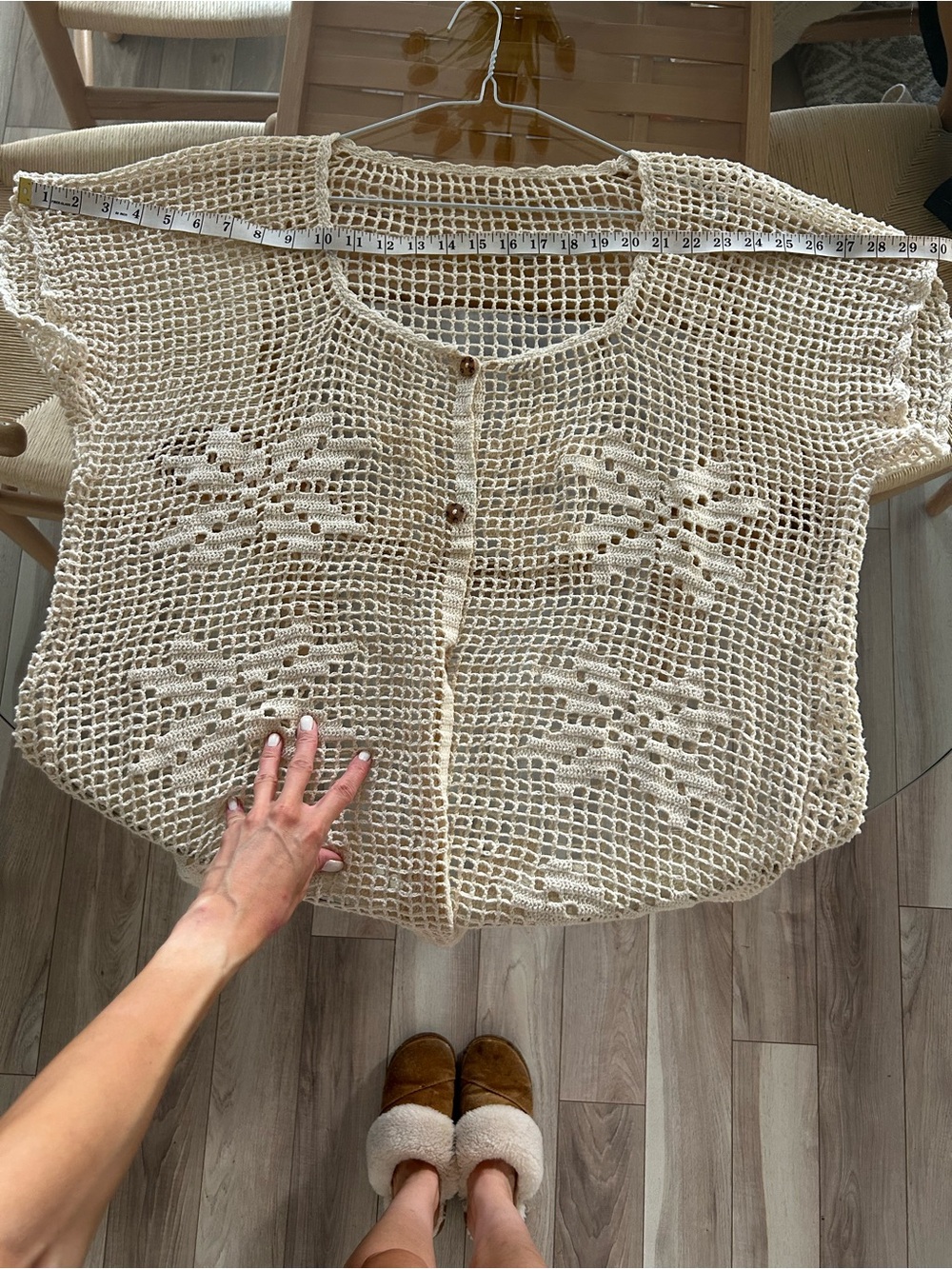 Vintage 100% Cotton Crochet Button-Front Cover-Up Bikini Swimsuit - Picture 8 of 9